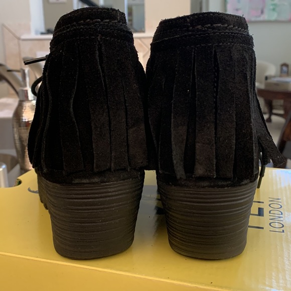 Fly black suede fringe wedge boots - Picture 6 of 8